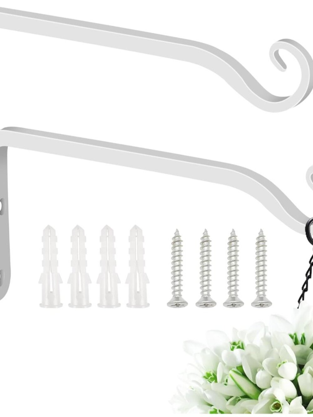 Plant Hooks 2 Pack 10 Inch, Solid 8mm Steel Wall Mounted Hanging Brackets, 48lb